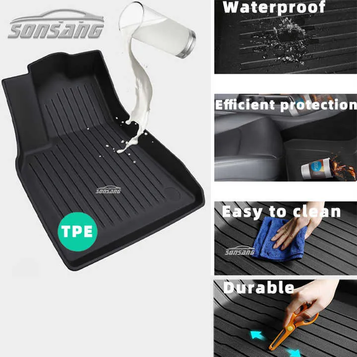 سجادات سيارة سونسانج جوانجزو من مصنع TPE سجادات أرضية سيارة لسيارة تسلا موديل Y 5d Sunsang Guangzhou Car Mats Factory TPE Car Floor Mats for Tesla Model Y 5d