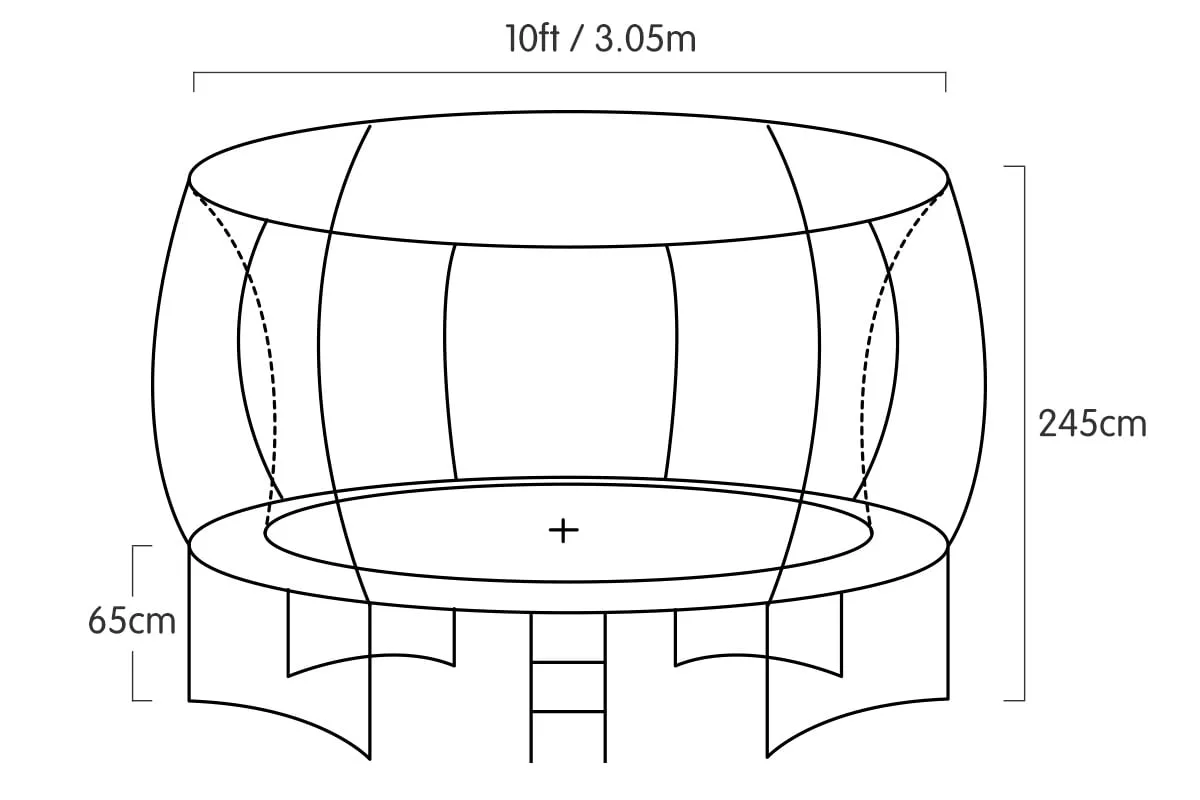 10ft Outdoor Trampoline With Safety Enclosure Pad | Ladder | Basketball Hoop Set | Green | Kahuna
