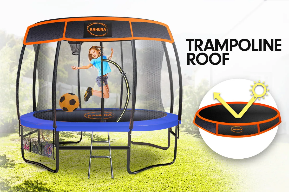 14ft Outdoor Trampoline for Kids with Safety Enclosure, Pad, Mat, Ladder, and Basketball Hoop Set - Blue