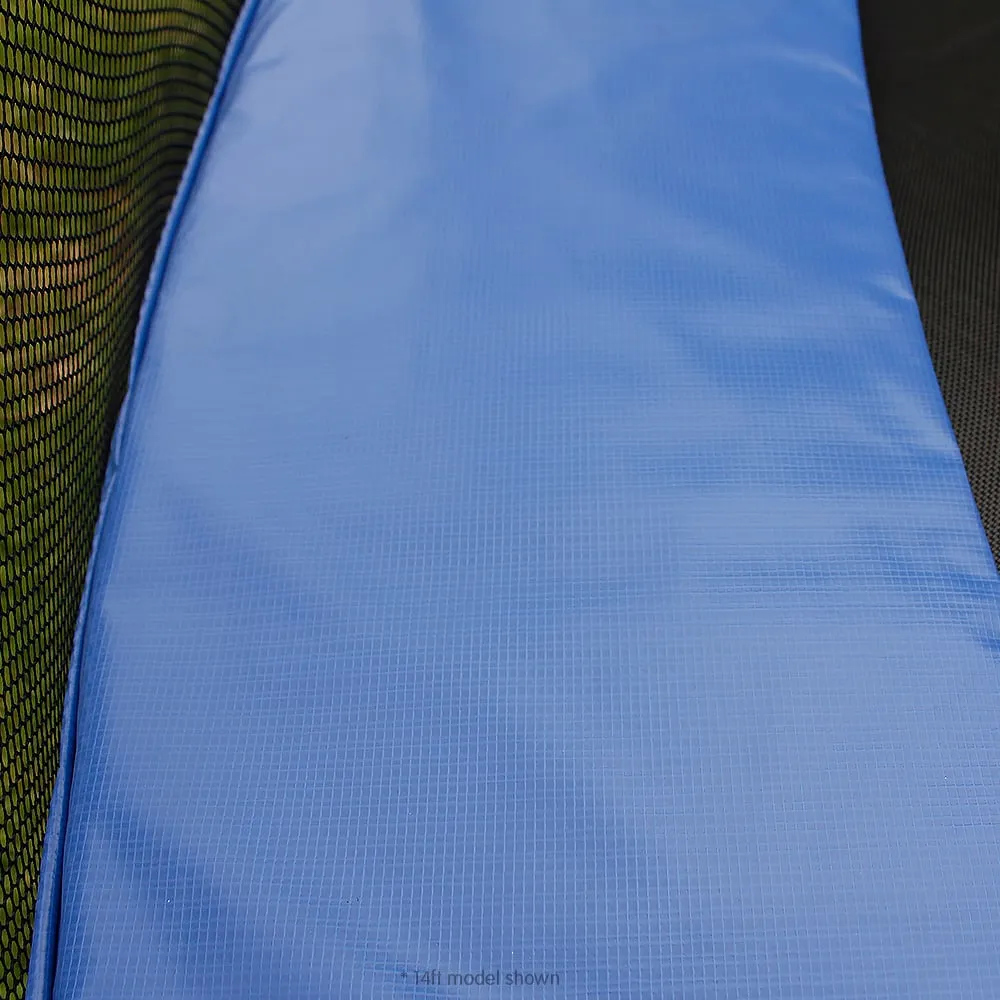 14ft Outdoor Trampoline for Kids with Safety Enclosure, Pad, Mat, Ladder, and Basketball Hoop Set - Blue