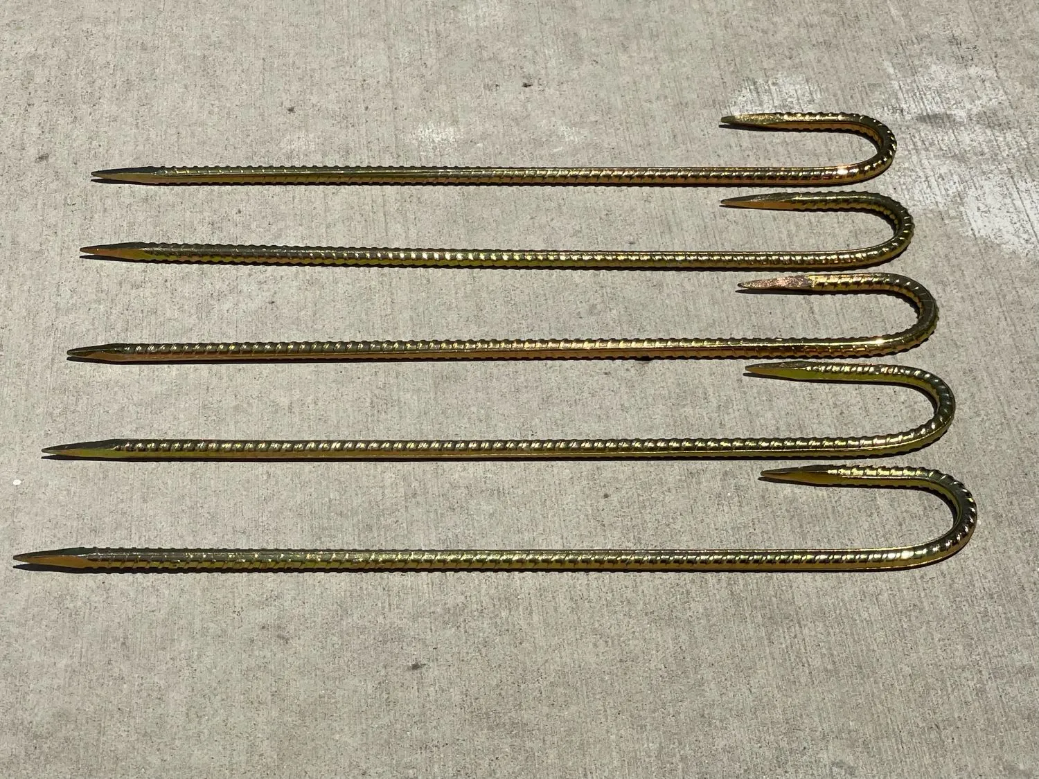 16" J Hook Rebar Stakes - Galvanized Steel - 5/16" Diameter