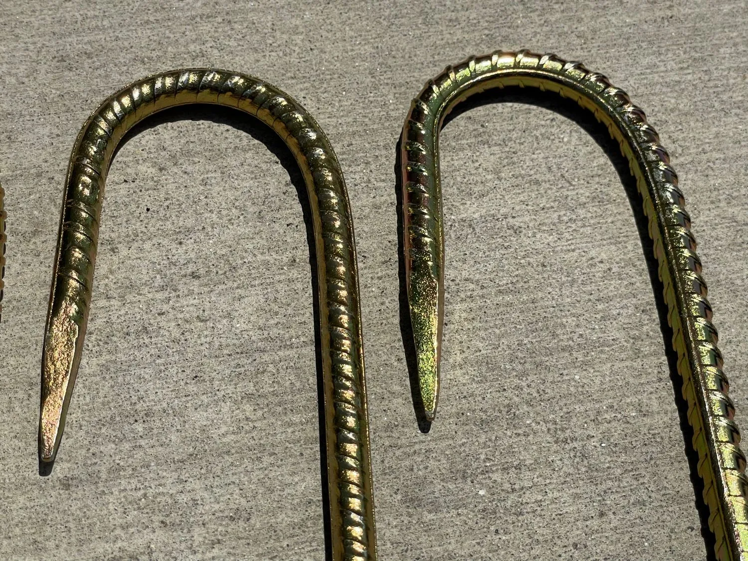 16" J Hook Rebar Stakes - Galvanized Steel - 5/16" Diameter