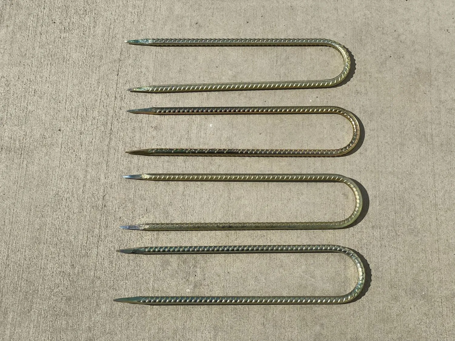 16" U Shaped Rebar Stakes - Galvanized Steel - 1/2" Diameter (#4 Rebar)