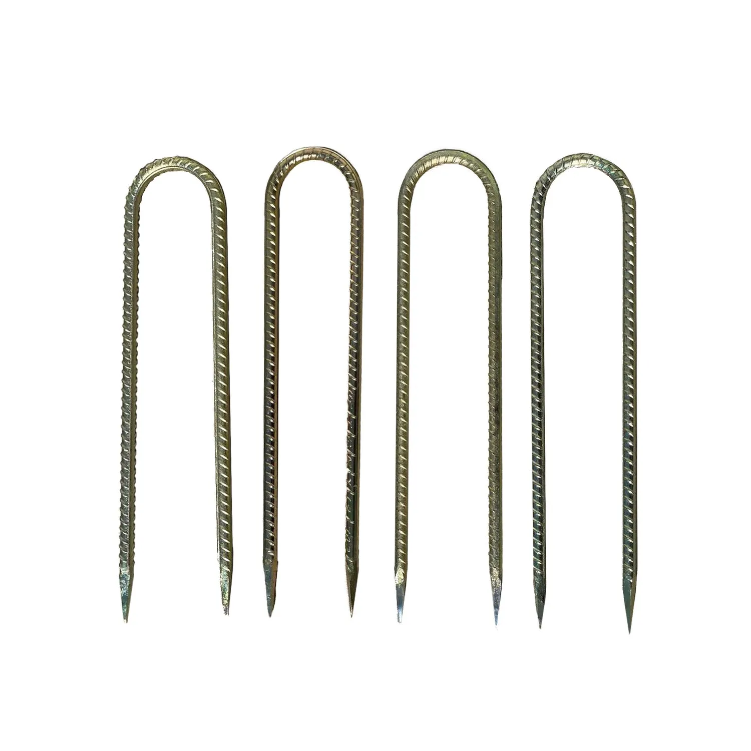 16" U Shaped Rebar Stakes - Galvanized Steel - 1/2" Diameter (#4 Rebar)