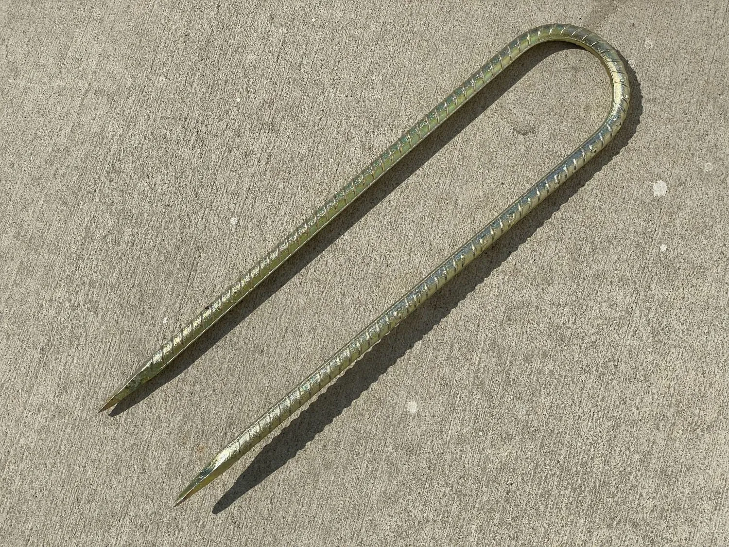 16" U Shaped Rebar Stakes - Galvanized Steel - 1/2" Diameter (#4 Rebar)
