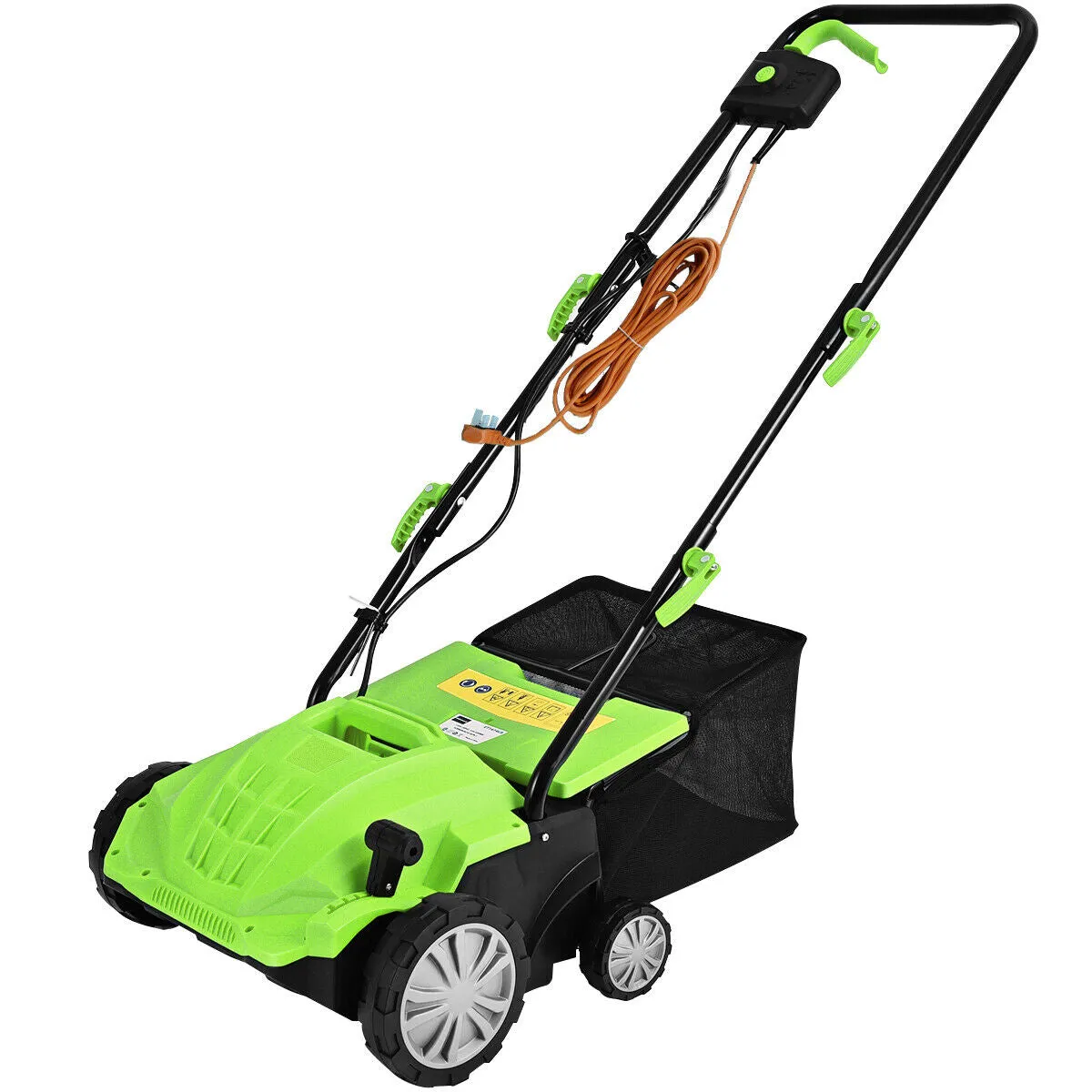 2 in 1 Electric Scarifier and Lawn Aerator with 40L Collection Box-Green