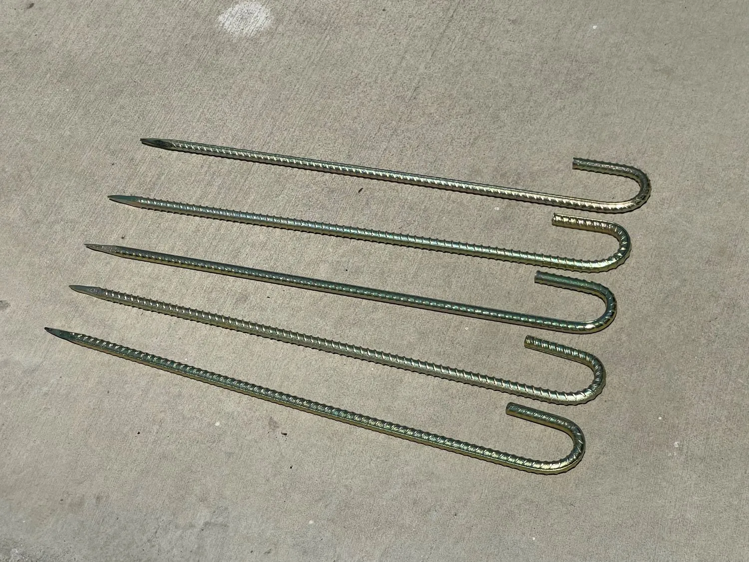 24" J Hook Rebar Stakes - Galvanized Steel - 1/2" Diameter (#4 Rebar)