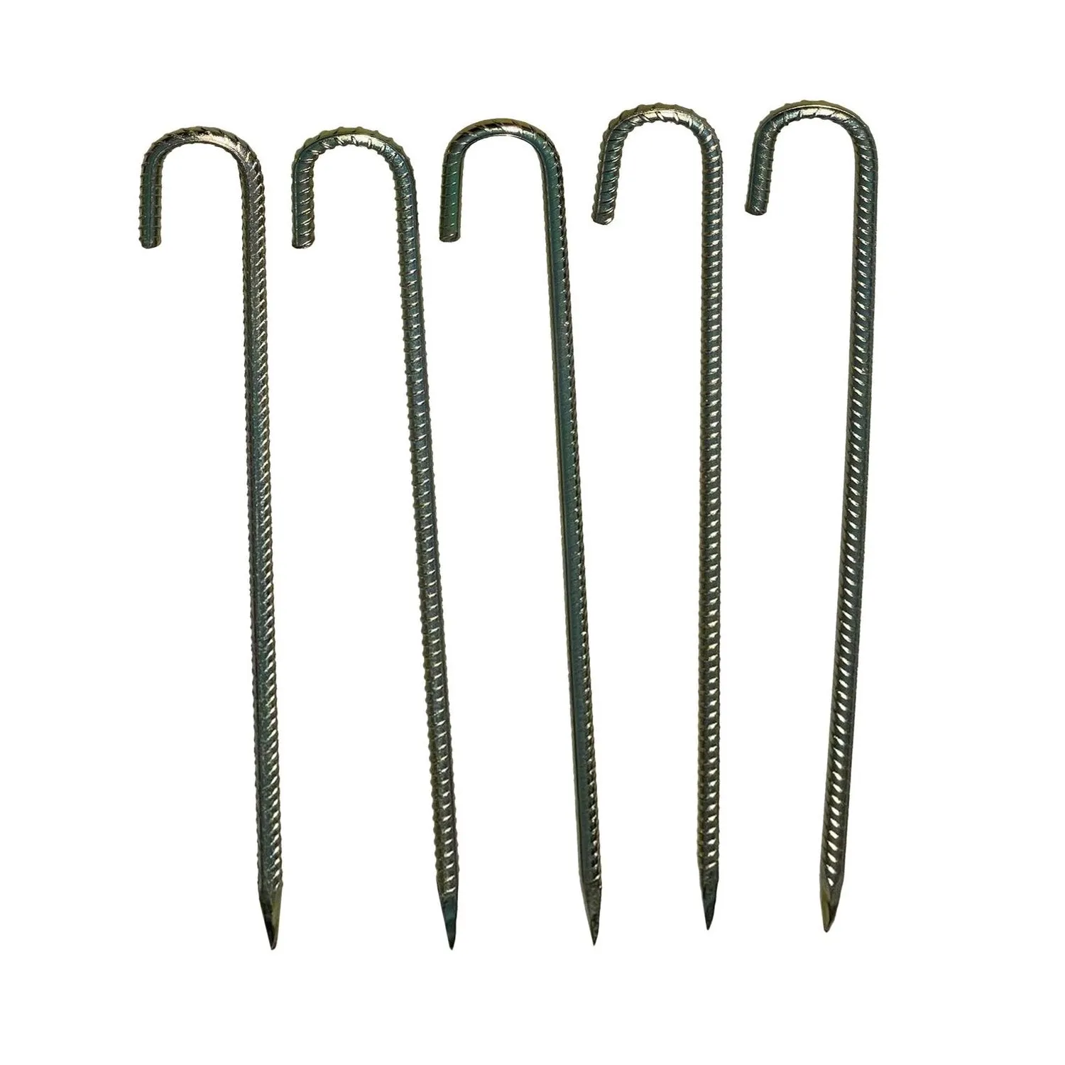 24" J Hook Rebar Stakes - Galvanized Steel - 1/2" Diameter (#4 Rebar)