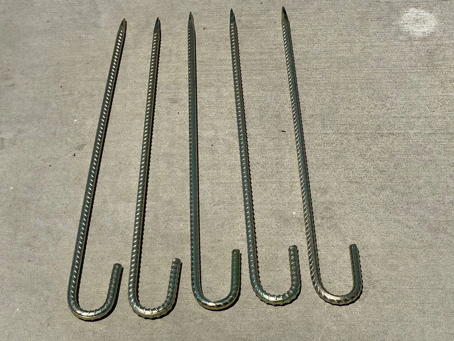 24" J Hook Rebar Stakes - Galvanized Steel - 1/2" Diameter (#4 Rebar)