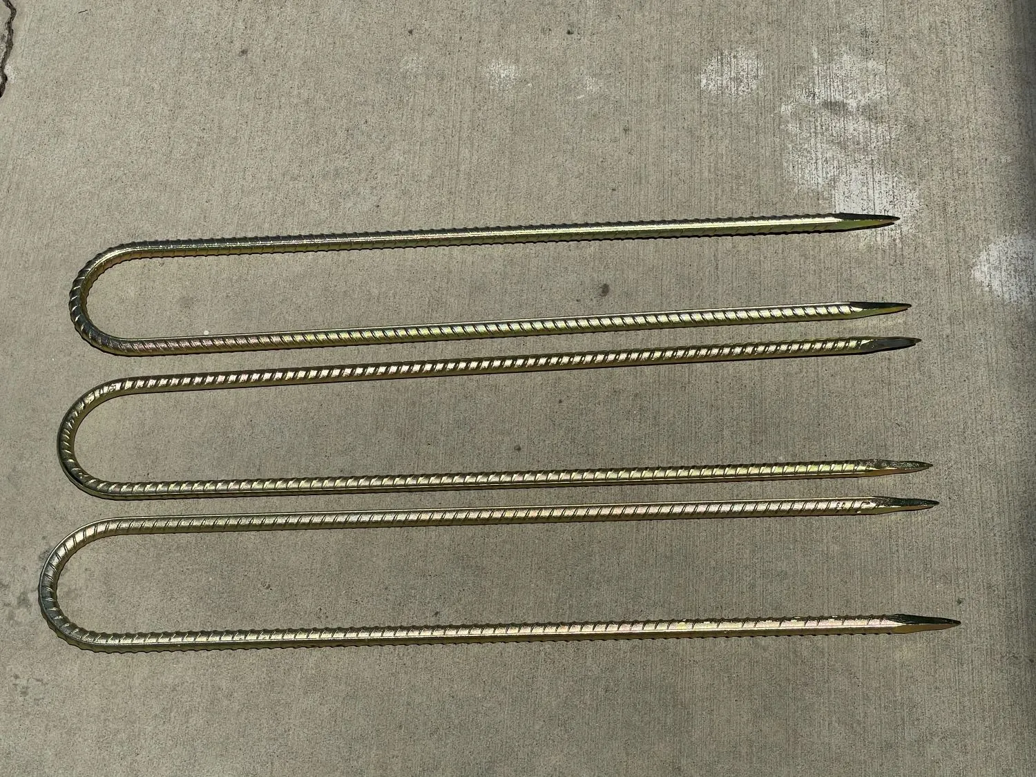 24" U Shaped Rebar Stakes - Galvanized Steel - 1/2" Diameter (#4 Rebar)