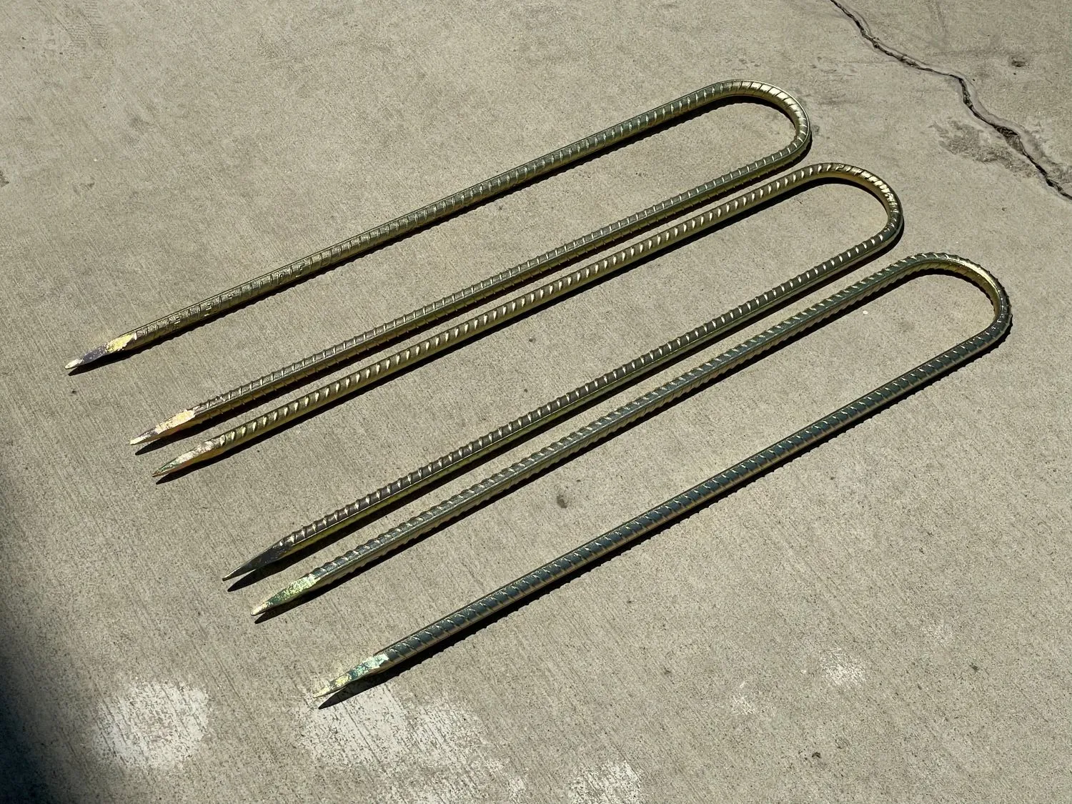 24" U Shaped Rebar Stakes - Galvanized Steel - 1/2" Diameter (#4 Rebar)