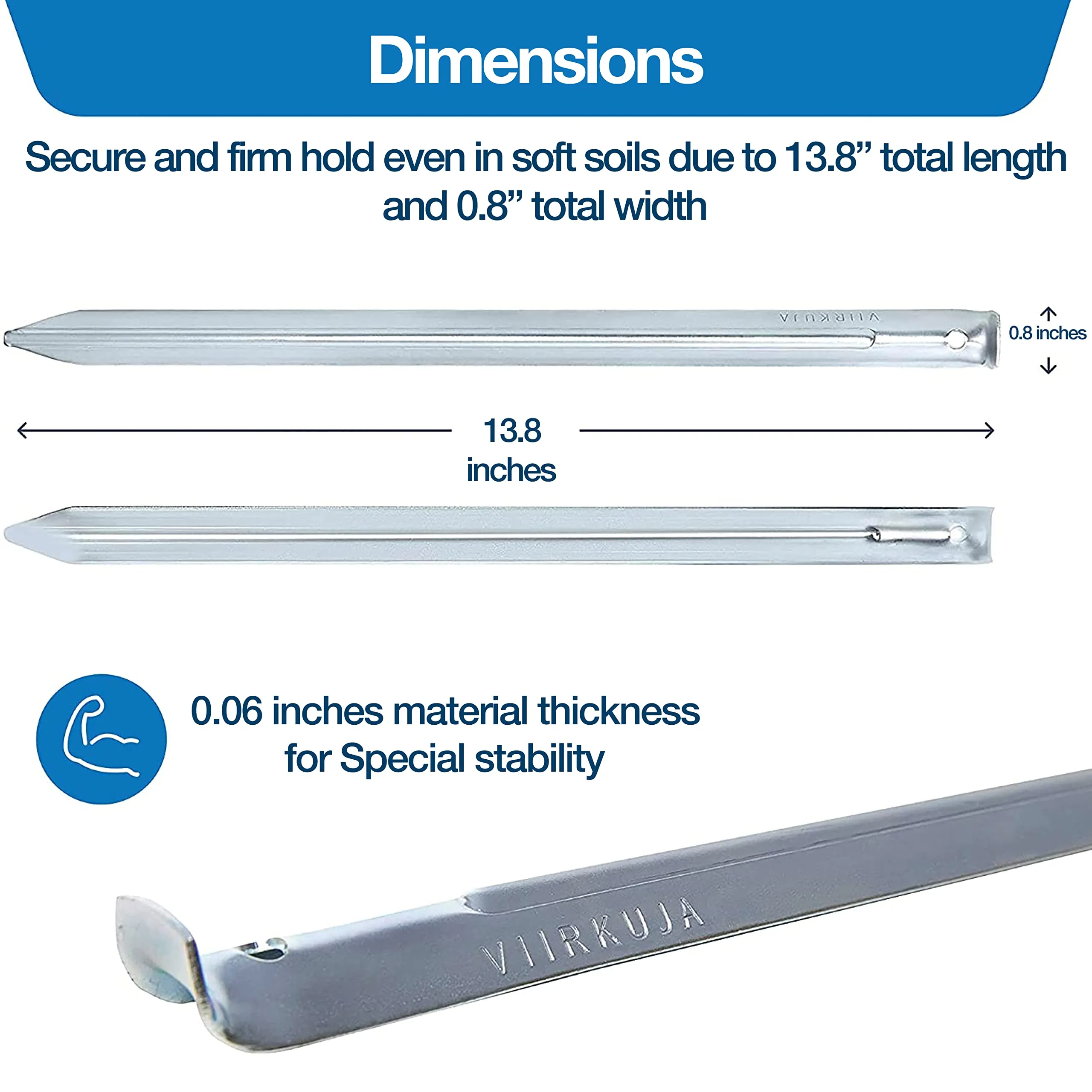 35 cm Sand pegs Set | 10 Extra Long Steel Tent pegs