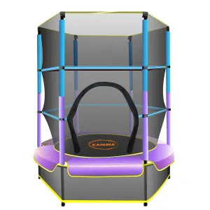 4.5ft Round Trampoline with Free Safety Net, Spring Pad Cover, and Mat - Outdoor Blue Purple by Kahuna