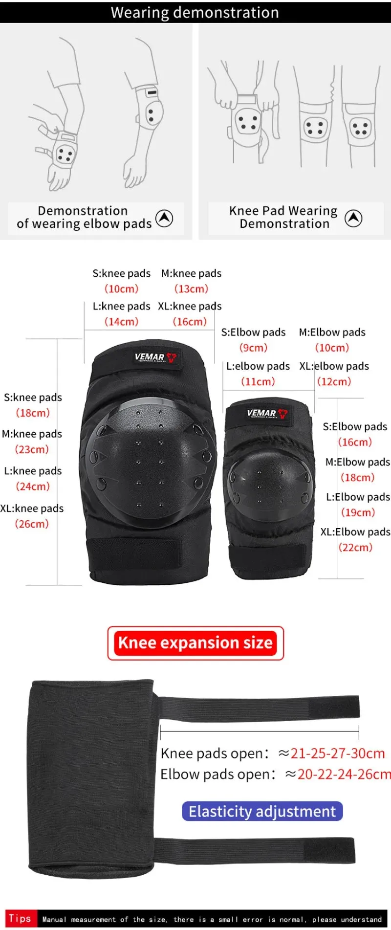 4Pcs/Set Classic and Fashion VEMAR S-183 Motocross Protective Gear Anti-fall Moto Motorcycle Motorcyclist Knee Pads Elbow Pads
