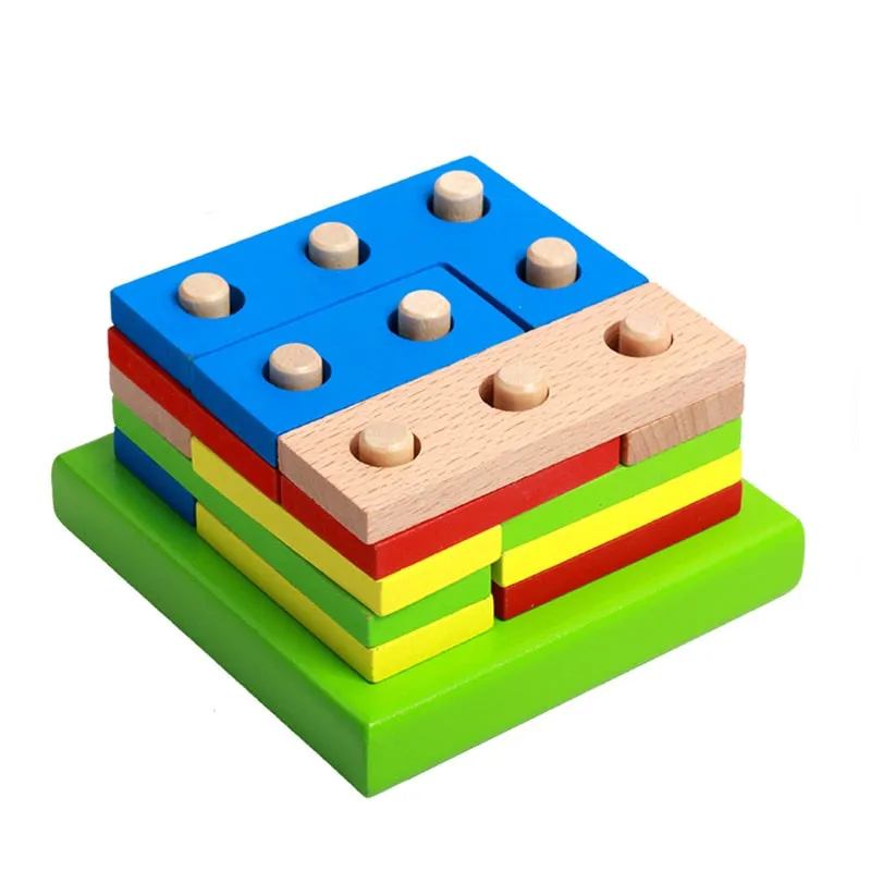Baby Brain Development Toys Montessori Match Toy Geometric Sorting Board Wooden Blocks Kids Educational Toys Building Blocks