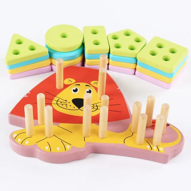 Baby Brain Development Toys Montessori Match Toy Geometric Sorting Board Wooden Blocks Kids Educational Toys Building Blocks