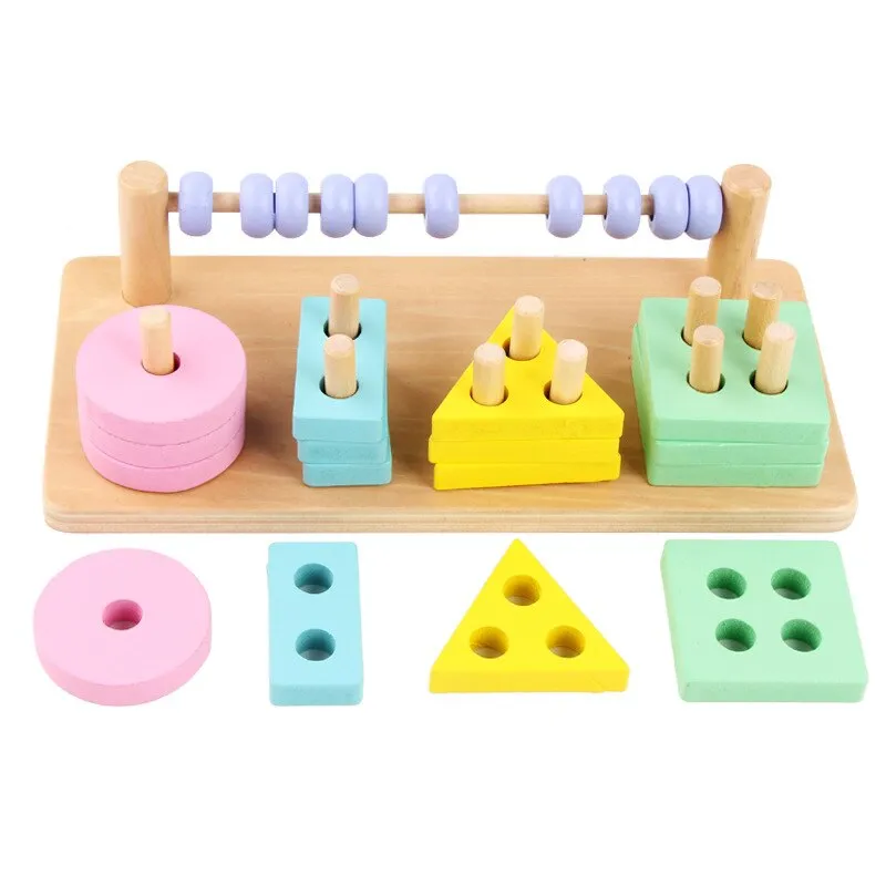 Baby Brain Development Toys Montessori Match Toy Geometric Sorting Board Wooden Blocks Kids Educational Toys Building Blocks