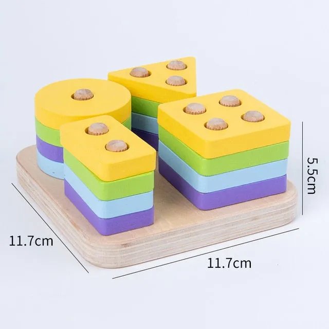 Baby Brain Development Toys Montessori Match Toy Geometric Sorting Board Wooden Blocks Kids Educational Toys Building Blocks
