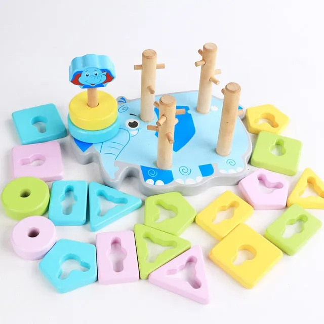 Baby Brain Development Toys Montessori Match Toy Geometric Sorting Board Wooden Blocks Kids Educational Toys Building Blocks