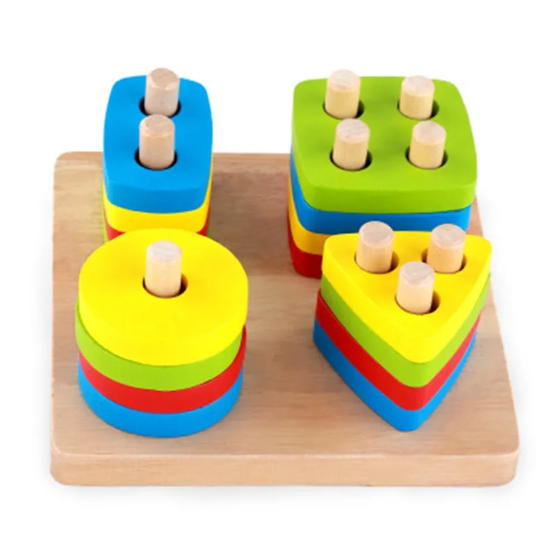 Baby Brain Development Toys Montessori Match Toy Geometric Sorting Board Wooden Blocks Kids Educational Toys Building Blocks
