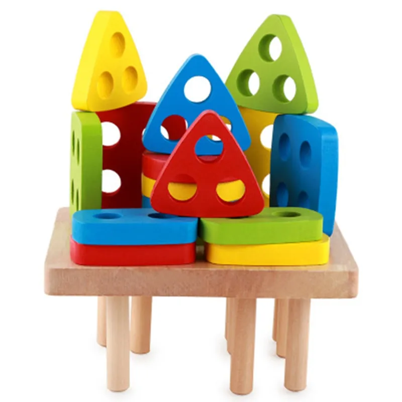 Baby Brain Development Toys Montessori Match Toy Geometric Sorting Board Wooden Blocks Kids Educational Toys Building Blocks