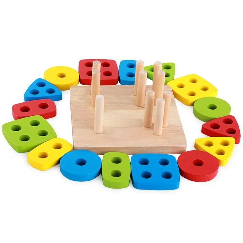 Baby Brain Development Toys Montessori Match Toy Geometric Sorting Board Wooden Blocks Kids Educational Toys Building Blocks