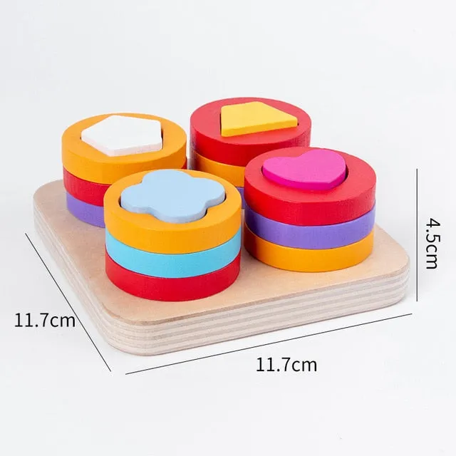 Baby Brain Development Toys Montessori Match Toy Geometric Sorting Board Wooden Blocks Kids Educational Toys Building Blocks