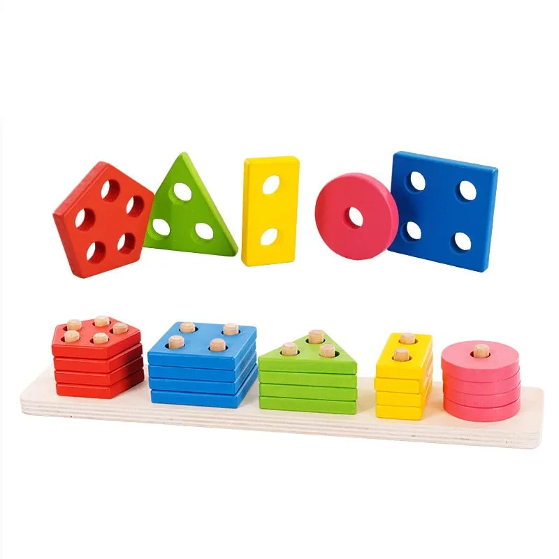 Baby Brain Development Toys Montessori Match Toy Geometric Sorting Board Wooden Blocks Kids Educational Toys Building Blocks