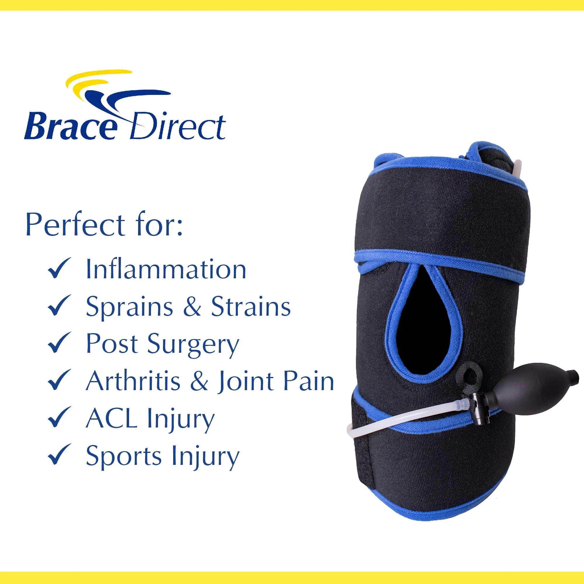 Brace Direct Knee Ice Pack Wrap with Compression - Professional Cold Therapy for Pain Relief & Recovery