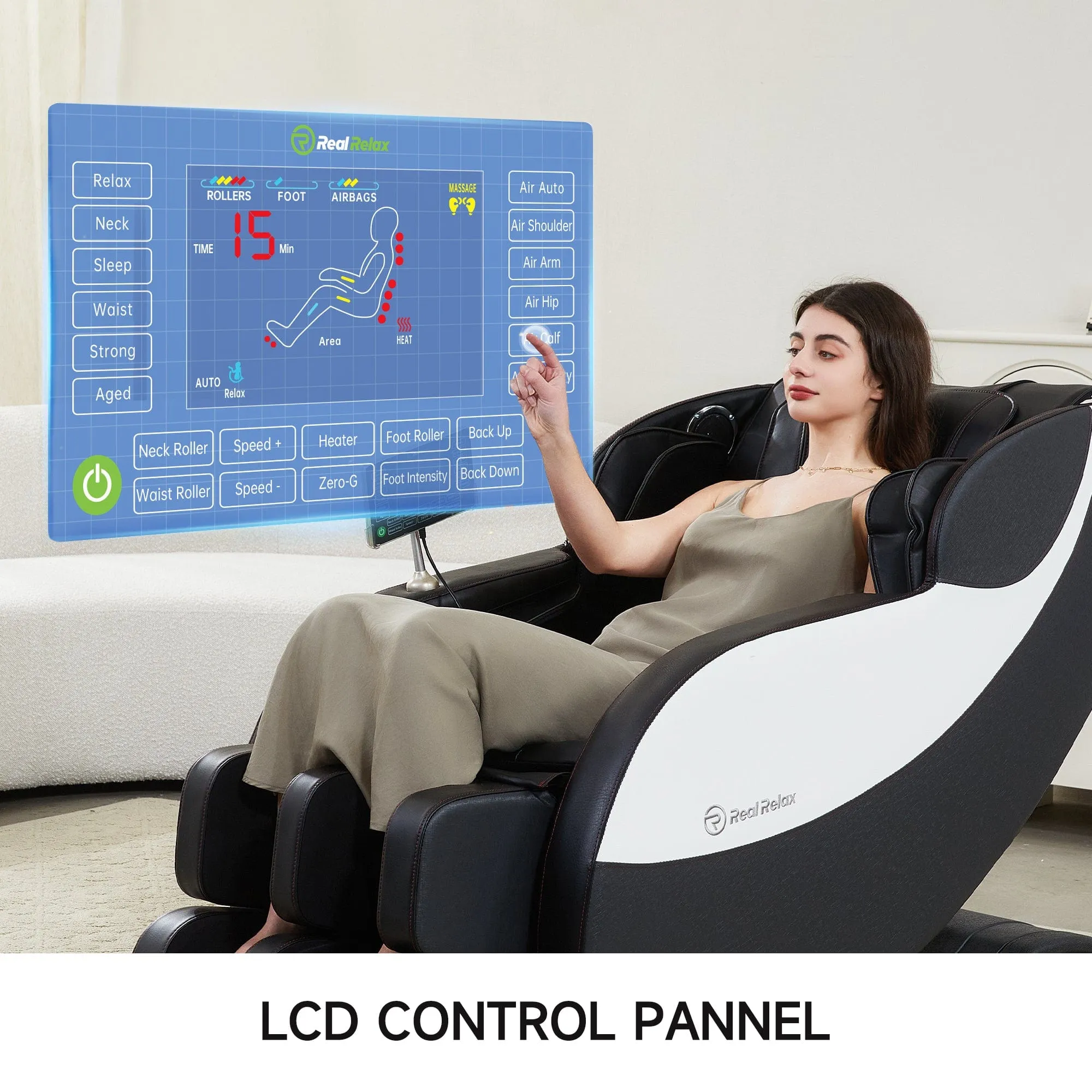 BS-09 Real Relax Zero Gravity Full Body Massage Chair Recliner with Heating and Foot Massage