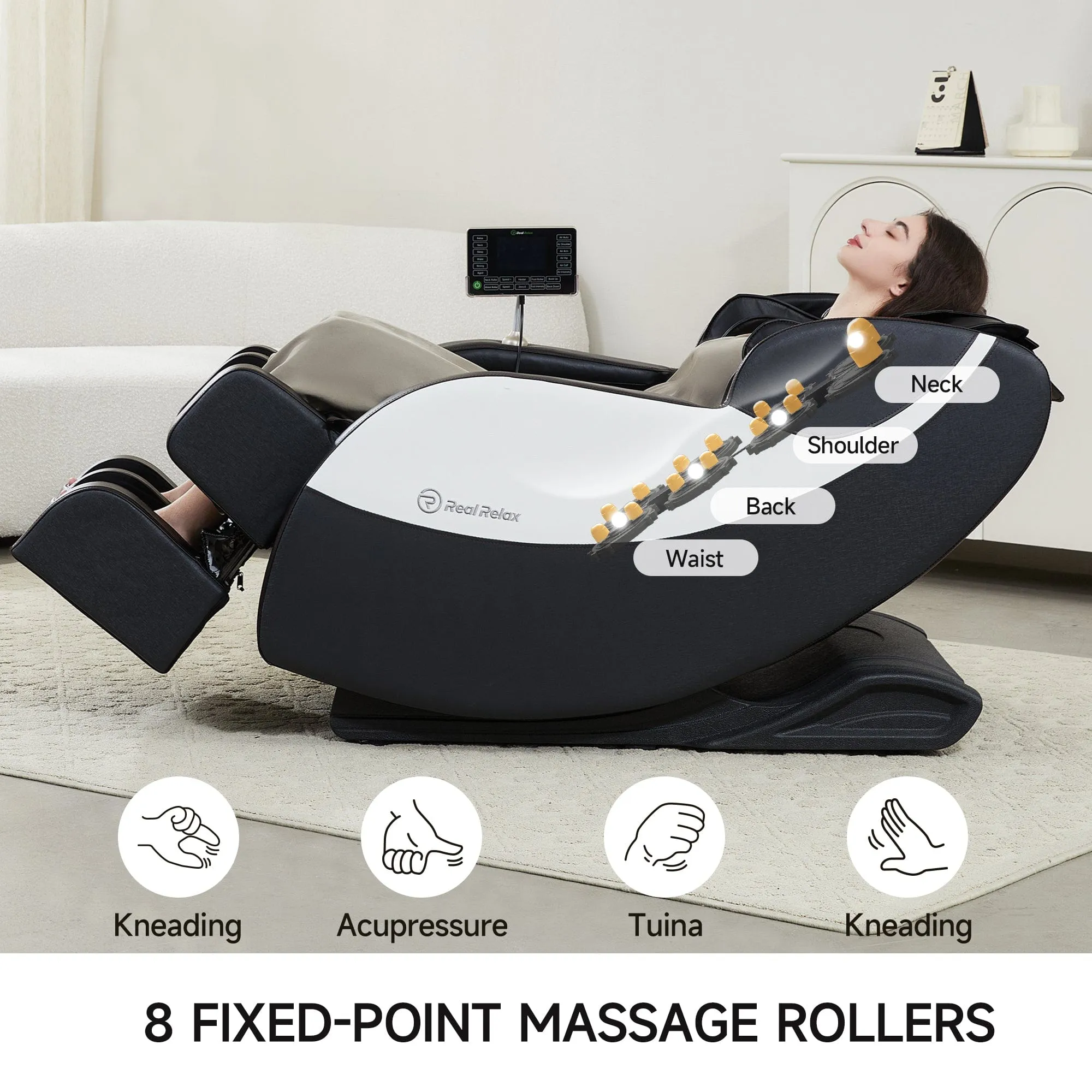 BS-09 Real Relax Zero Gravity Full Body Massage Chair Recliner with Heating and Foot Massage