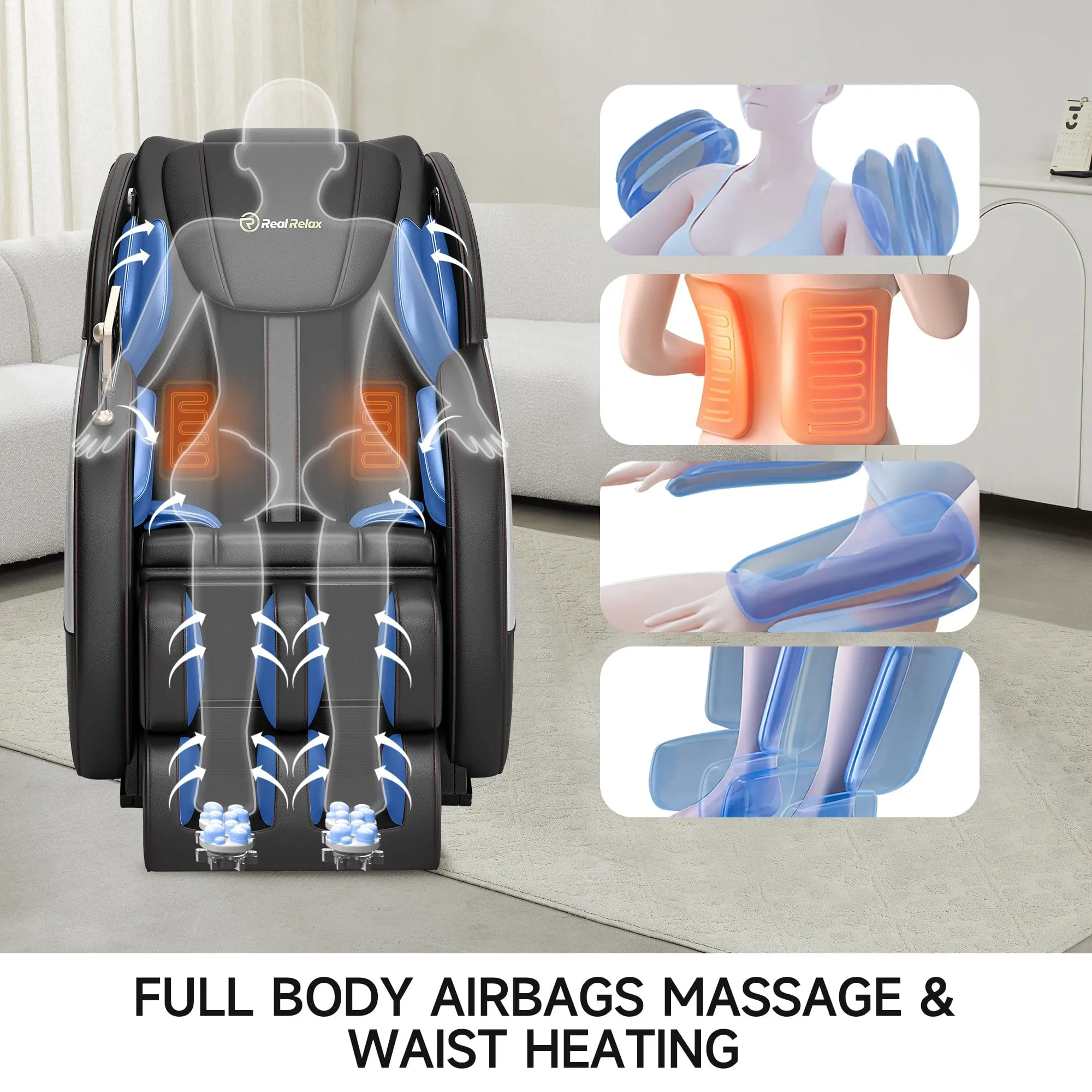 BS-09 Real Relax Zero Gravity Full Body Massage Chair Recliner with Heating and Foot Massage