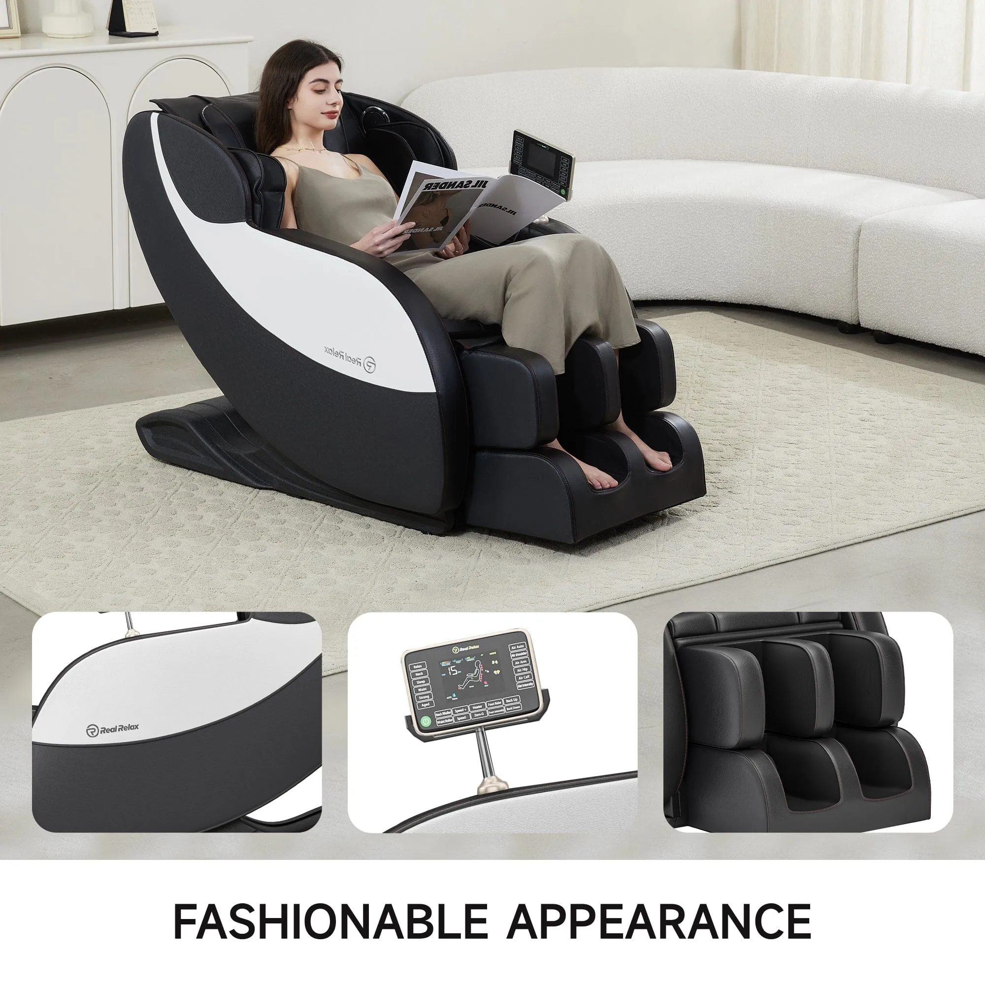 BS-09 Real Relax Zero Gravity Full Body Massage Chair Recliner with Heating and Foot Massage