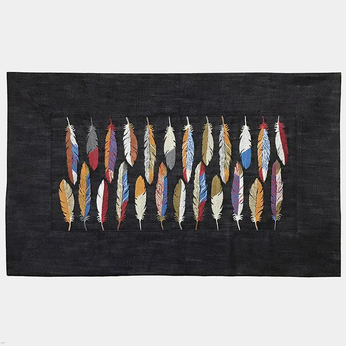 BZEN INDIGO DENIM FLOOR MAT- FEATHERS