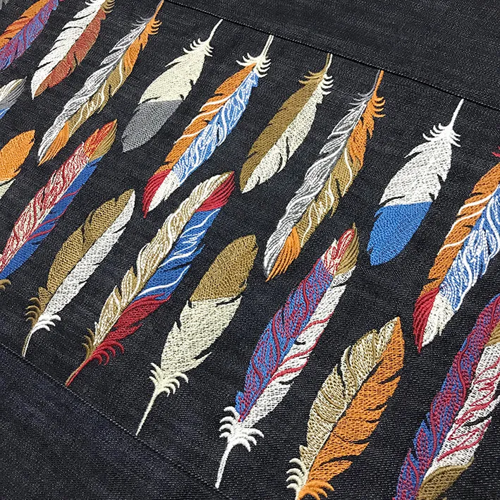 BZEN INDIGO DENIM FLOOR MAT- FEATHERS