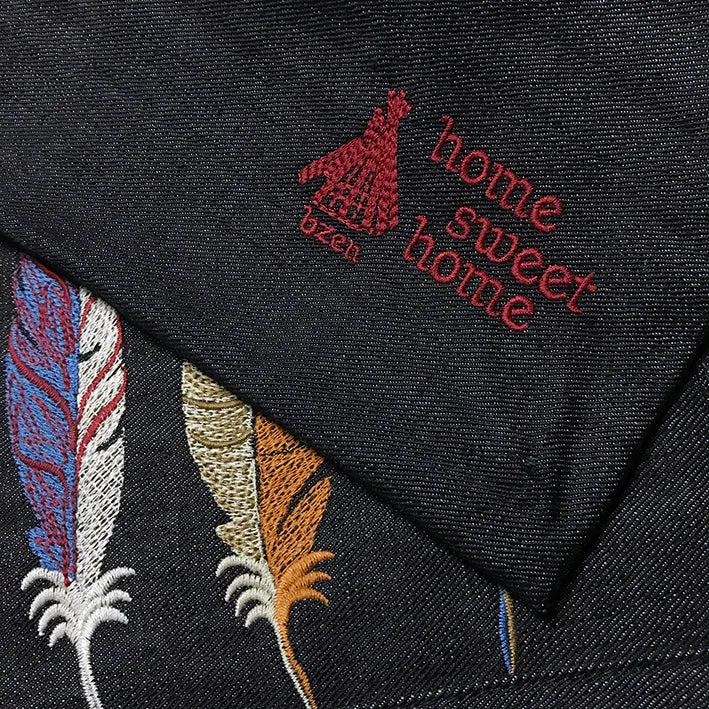 BZEN INDIGO DENIM FLOOR MAT- FEATHERS