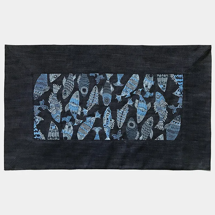 BZEN INDIGO DENIM FLOOR MAT- FISHES