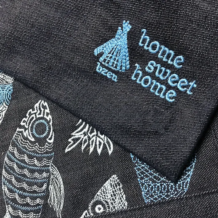 BZEN INDIGO DENIM FLOOR MAT- FISHES