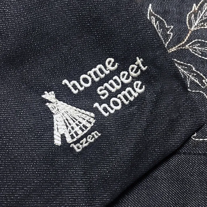 BZEN INDIGO DENIM FLOOR MAT- OWLS WHITE