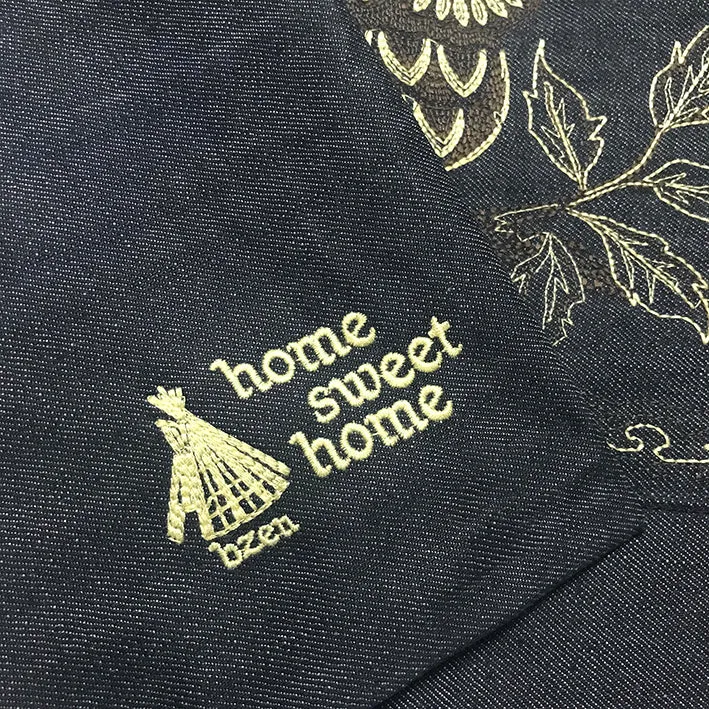 BZEN INDIGO DENIM FLOOR MAT- OWLS YELLOW