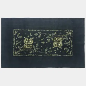 BZEN INDIGO DENIM FLOOR MAT- OWLS YELLOW
