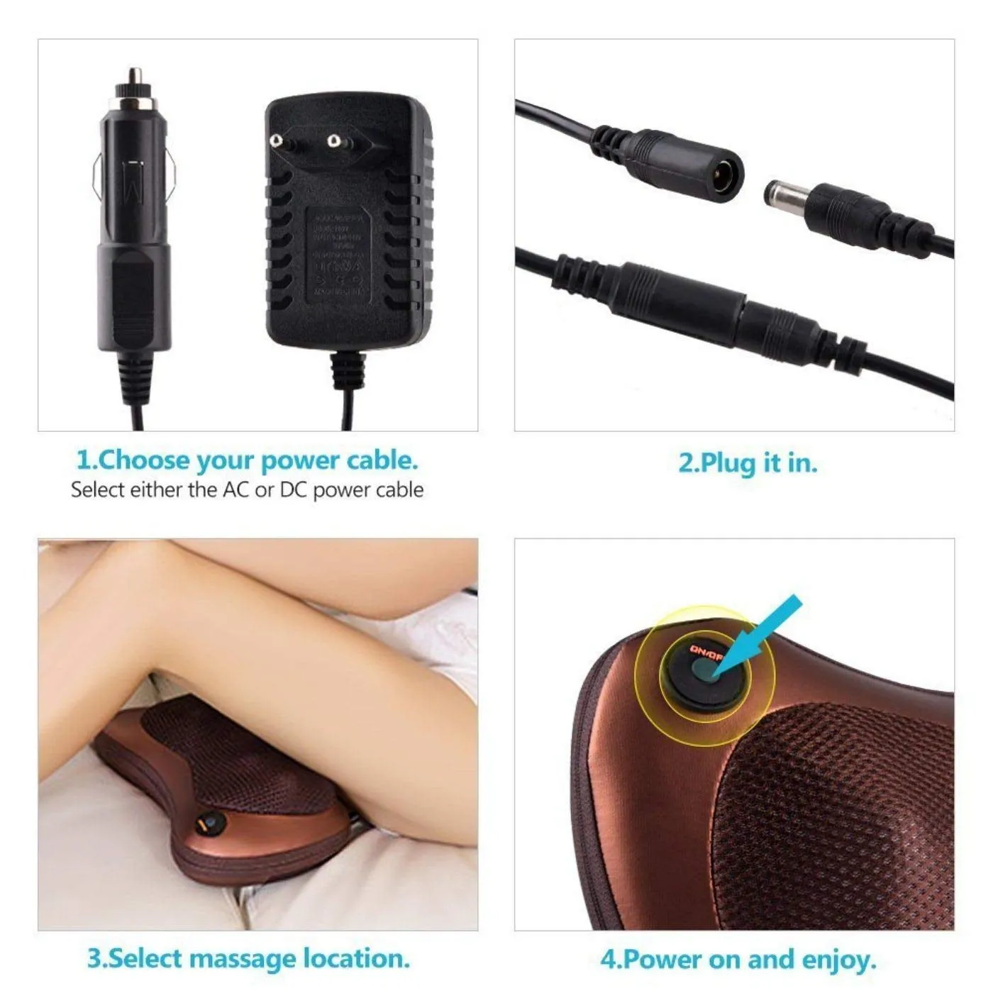 Car & Home Body Massage Pillow neck massager 2 in 1 Heating, Magnetic Massage cushion seat stress pain relief relax massage