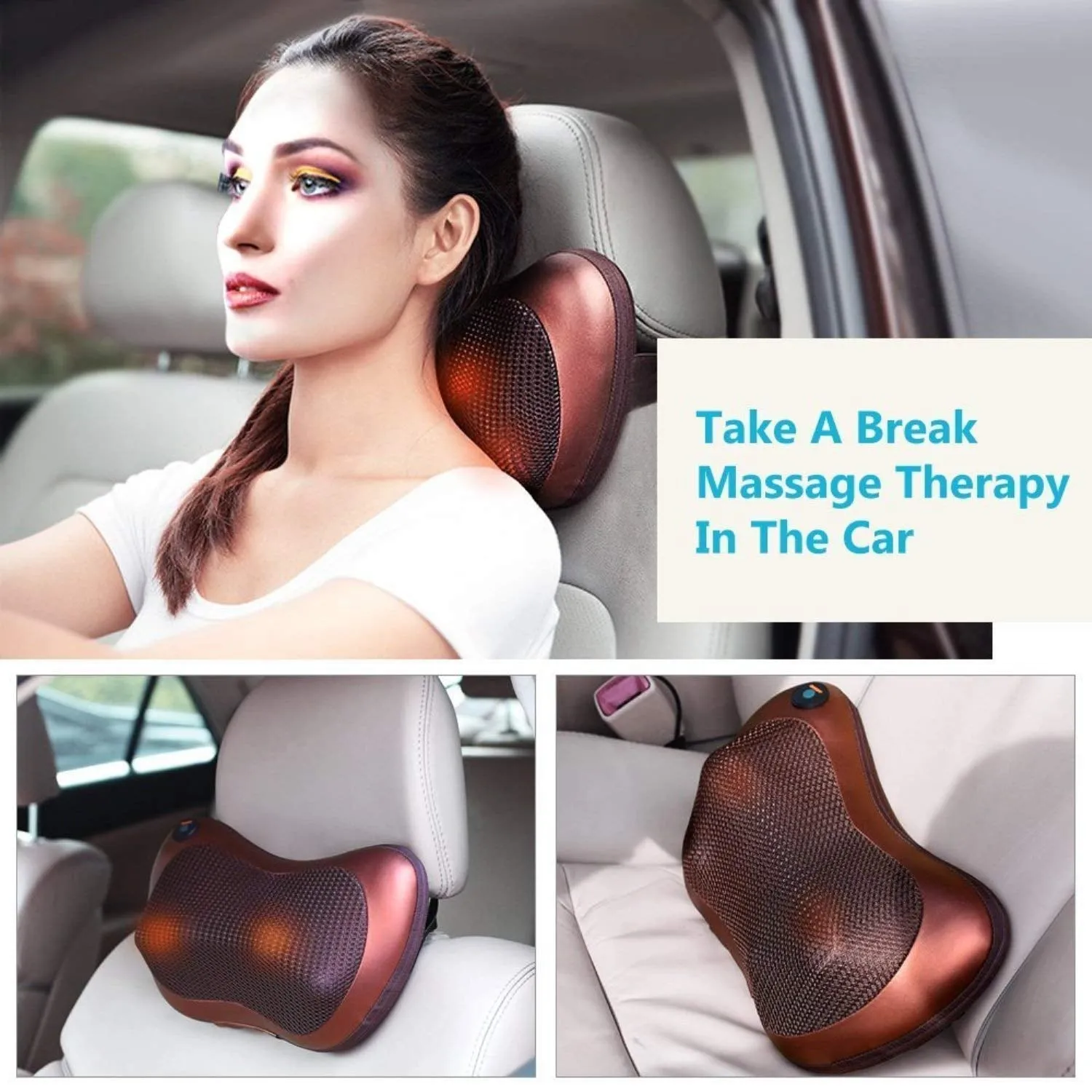 Car & Home Body Massage Pillow neck massager 2 in 1 Heating, Magnetic Massage cushion seat stress pain relief relax massage