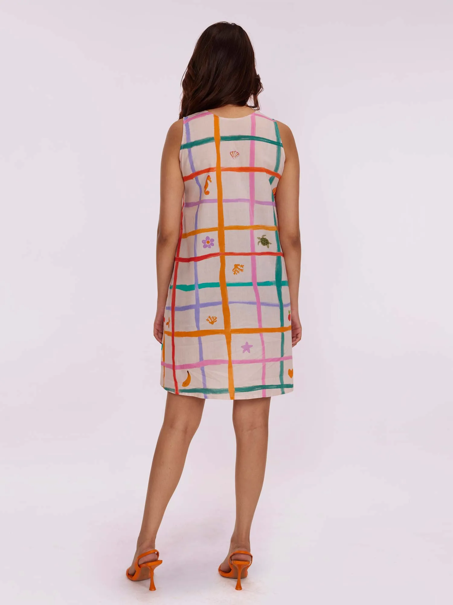 Coral Printed Mini Dress