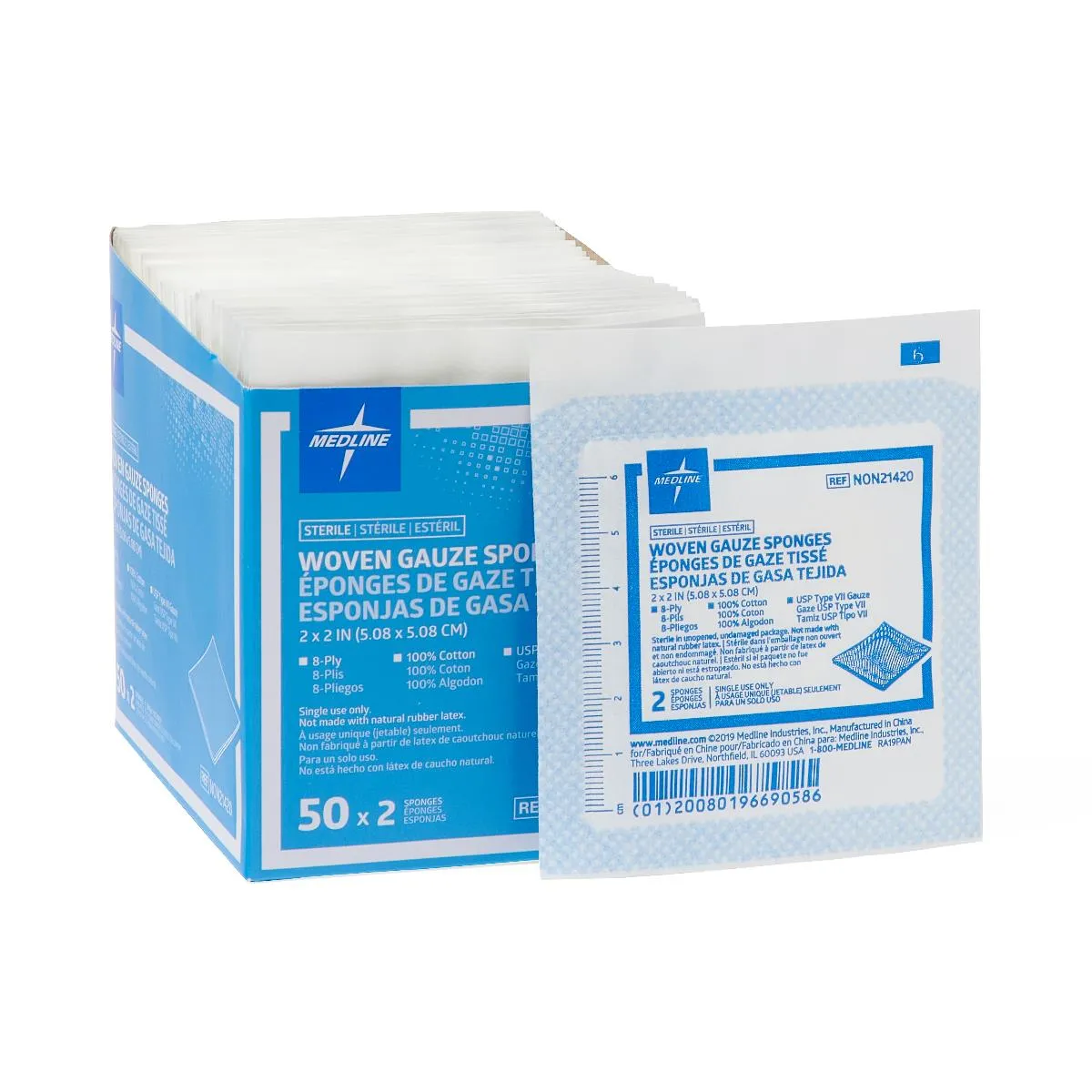 Cotton Woven Sterile Gauze Sponges, 12ply Various sizes
