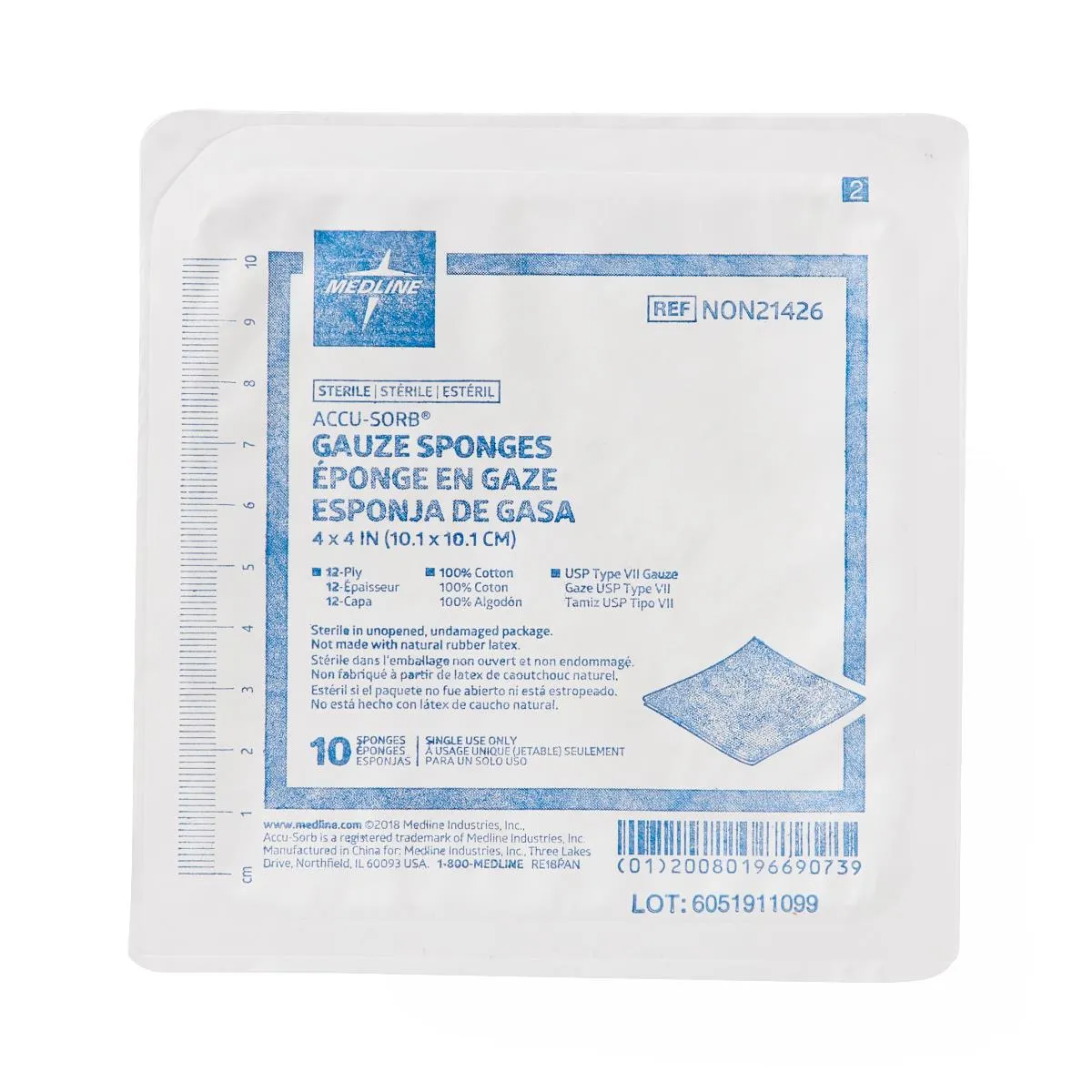 Cotton Woven Sterile Gauze Sponges, 12ply Various sizes