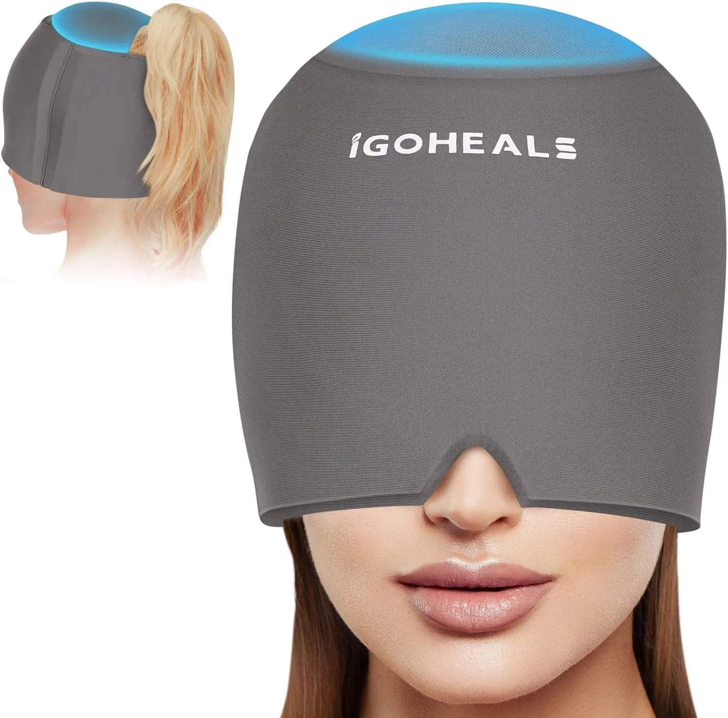 Headache Relief Hat with Cooling Ice Pack Mask