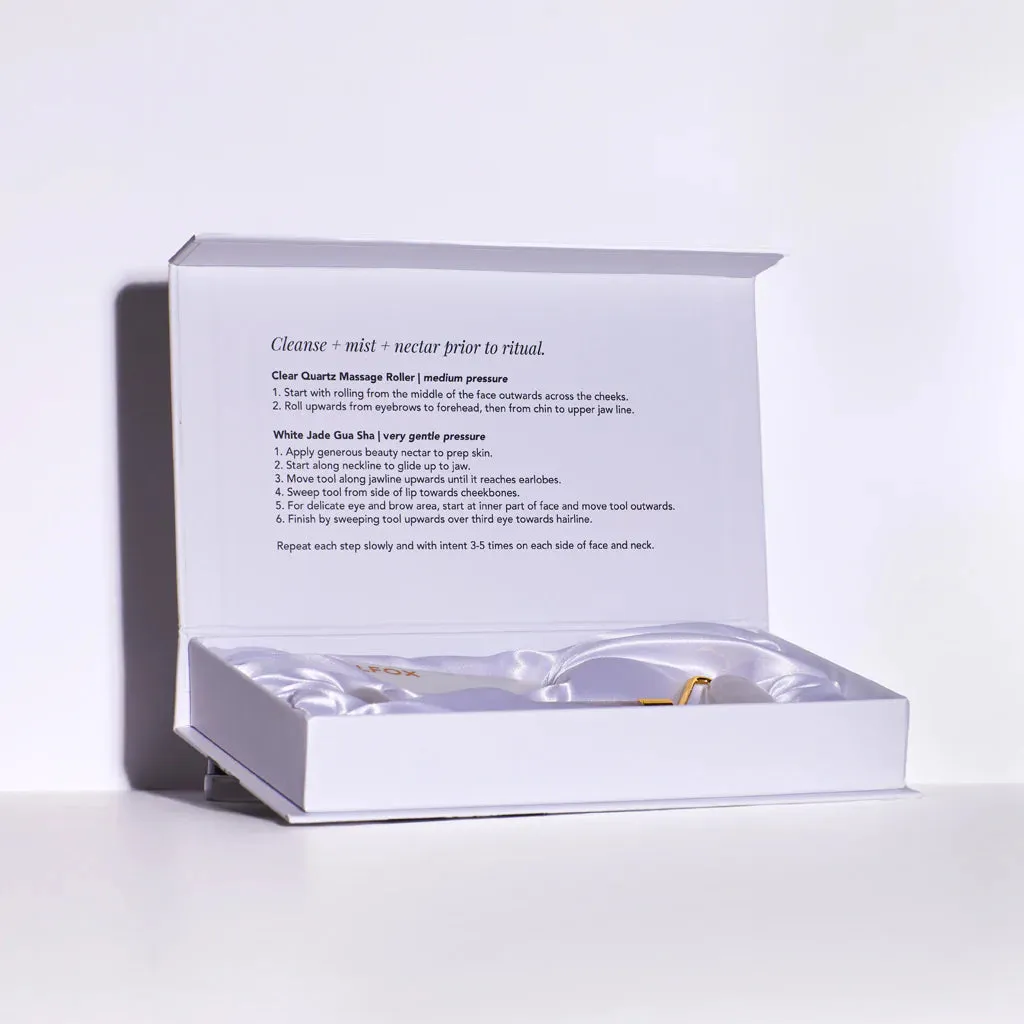 ILLUMINA Clear Quartz Massage Roller   White Jade Gua Sha