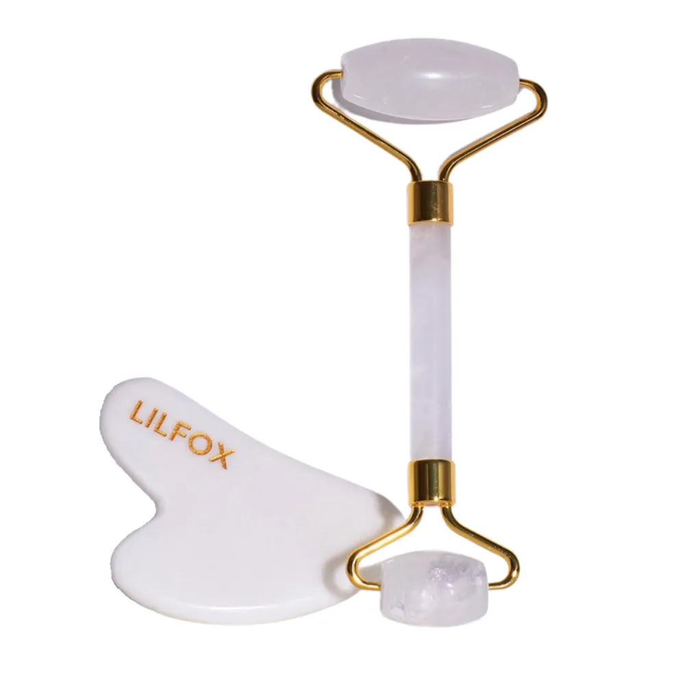 ILLUMINA Clear Quartz Massage Roller   White Jade Gua Sha