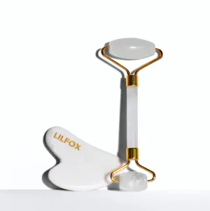 ILLUMINA Clear Quartz Massage Roller   White Jade Gua Sha